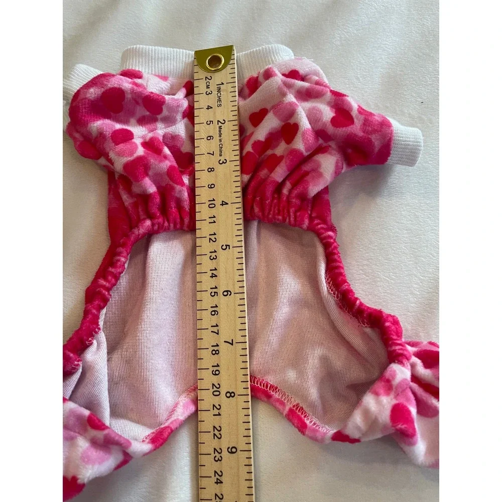 CuteBone Pink Heart Dog Pajamas XS Small Pet Pjs Fleece Sleepwear PJS
